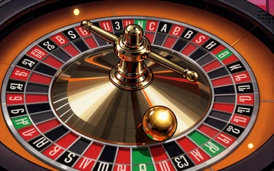Draufsicht auf ein drehendes Roulette-Rad im Pop-Art-Comic-Stil bei Vox Casino