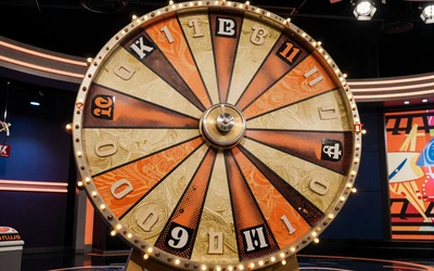 Dream Catcher Gl&uuml;cksrad mit nummerierten Segmenten im Live-Studio im Comic-Stil bei Vox Casino