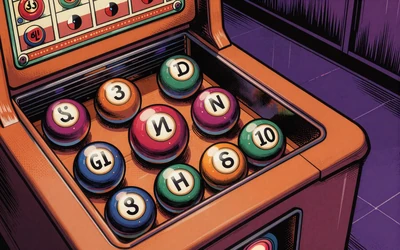 Vegas Ball Bonanza Kugelmaschine mit nummerierten Kugeln im Comic-Stil bei Vox Casino Live Casino