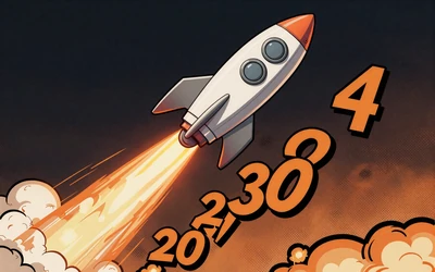 Rakete mit Flammenspur und steigenden Multiplikator-Zahlen im Pop-Art-Stil bei Vox Casino
