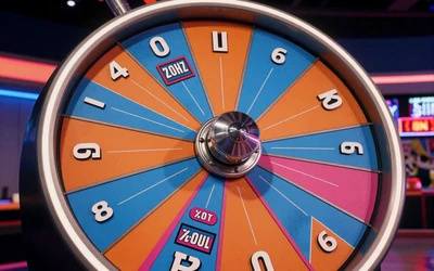 Crazy Time Bonusrad mit bunten Segmenten im Comic-Stil bei Vox Casino Live Casino