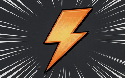 Oranger Blitz-Symbol f&uuml;r schnelle Krypto-Transaktionen im Comic-Stil bei Vox Casino