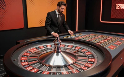 Live Roulette-Tisch mit drehendem Rad und Dealer im Studio im Comic-Stil bei Vox Casino